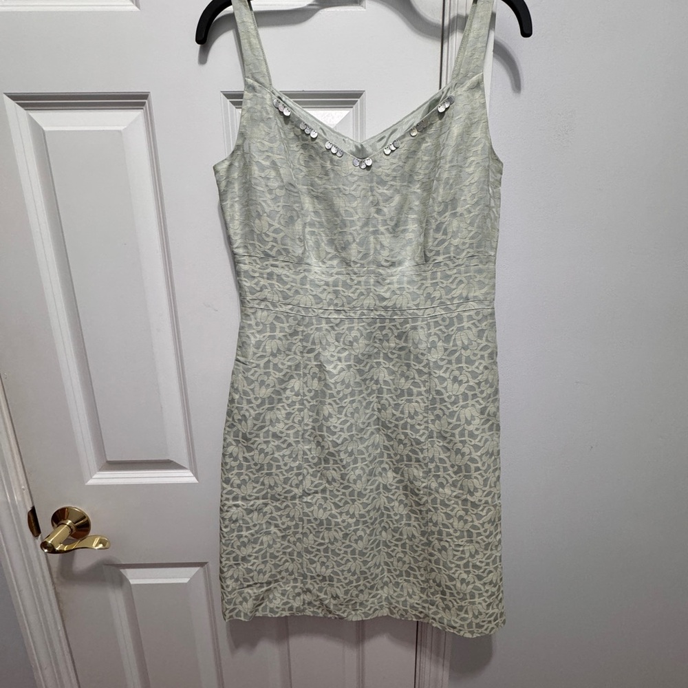 Sigrid Olsen Green Sheath Mini Dress V-Neck Cocktail